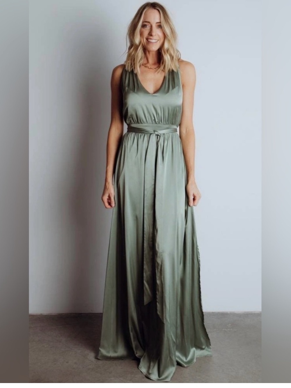 Baltic Born Satin Maxi Dress Sage
Green XS NWT